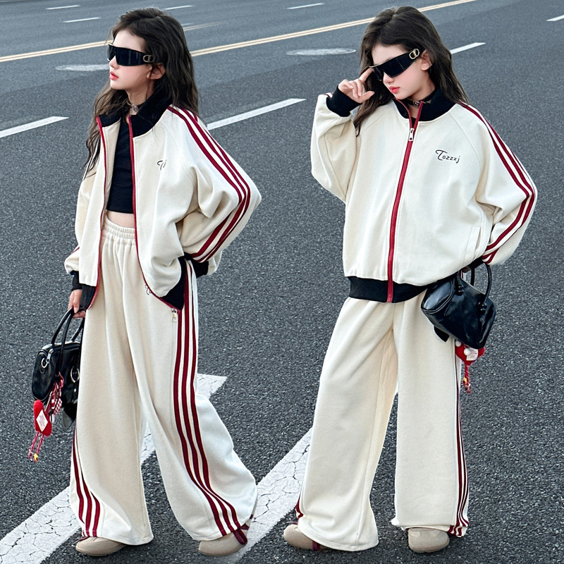女童开衫套装2025新款春秋儿童洋气时髦中大童秋季拉链运动两件套|undefined