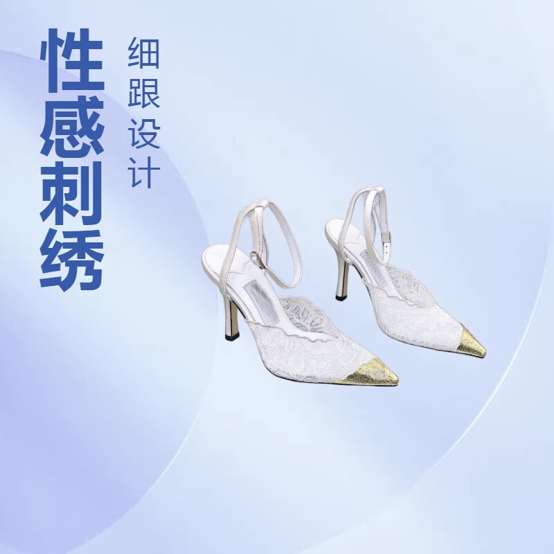 Jc New Sexy Embroidered Stiletto Heels 10cm Single-Strap Party High Heels for Women with Romantic Metal Toe Design Jc New Sexy Embroidered Stiletto Heels 10cm Single-Strap Party High Heels for Women with Romantic Metal Toe Design