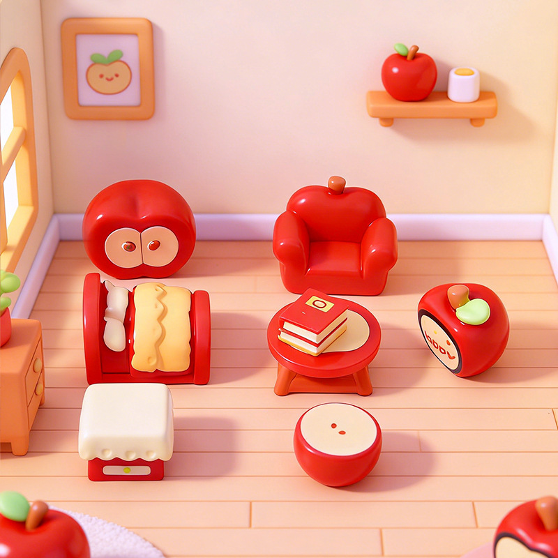 Creative New Apple Series Furniture Blind Box Office Resin Decorations Accessories Dollhouse Car-Mounted Small Ornaments