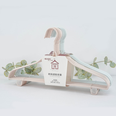 直銷10只41cm加鈎家卡扣成人防滑衣架幹濕倆用浸塑晾曬衣架批發