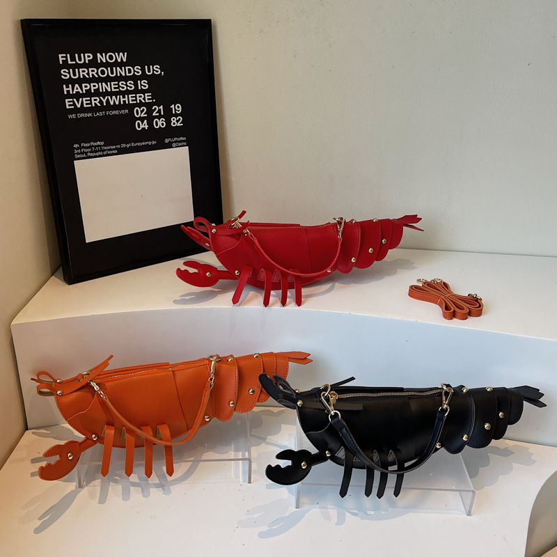 New Crayfish Bag Creative Cute Fashion Shoulder Bag Personalized Trendy Niche Large Capacity Portable Crossbody Bag for Women