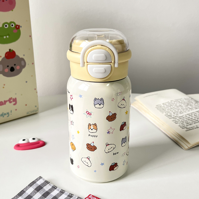 Nuevo taza de agua de doble bebida para niñas de alto valor facial caricatura lindo mangas portátiles para niños taza de agua especial para estudiantes escolares image 8