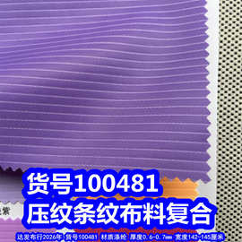 100481#压纹条纹复合布料、压花条纹箱包布条子布
