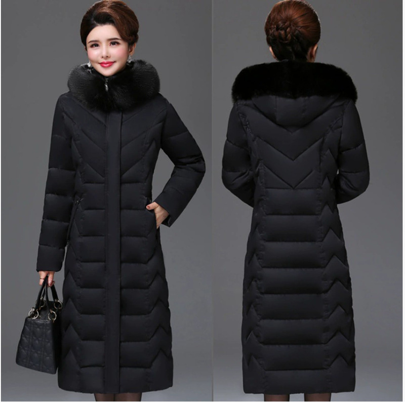 New Foreign Trade Plus-Size 100kg Middle-Aged Mom Cotton Coat for Women, Knee-Length, Thickened and Warm Cotton Jacket New Foreign Trade Plus-Size 100kg Middle-Aged Mom Cotton Coat for Women, Knee-Length, Thickened and Warm Cotton Jacket