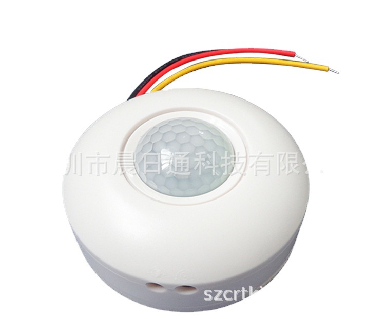 12V人体红外感应开关吸顶式/继电器控制输出延时感光可调/接LED灯