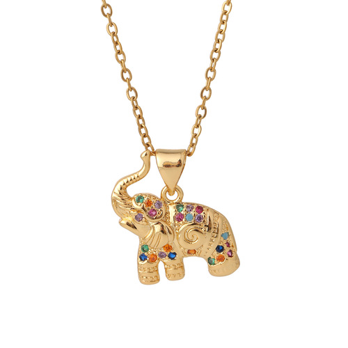 Cross-border new copper zirconia elephant pendant necklace for women, high-end, versatile necklace, lightweight luxury, niche fashion, clavicle chain.