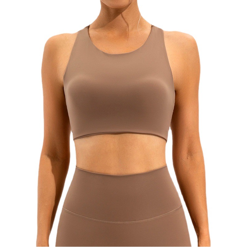 Europa y América ropa interior deportiva de las mujeres Lulu nude belleza a prueba de golpes espalda push up de alta resistencia sujetador de fitness ropa de yoga sujetador
