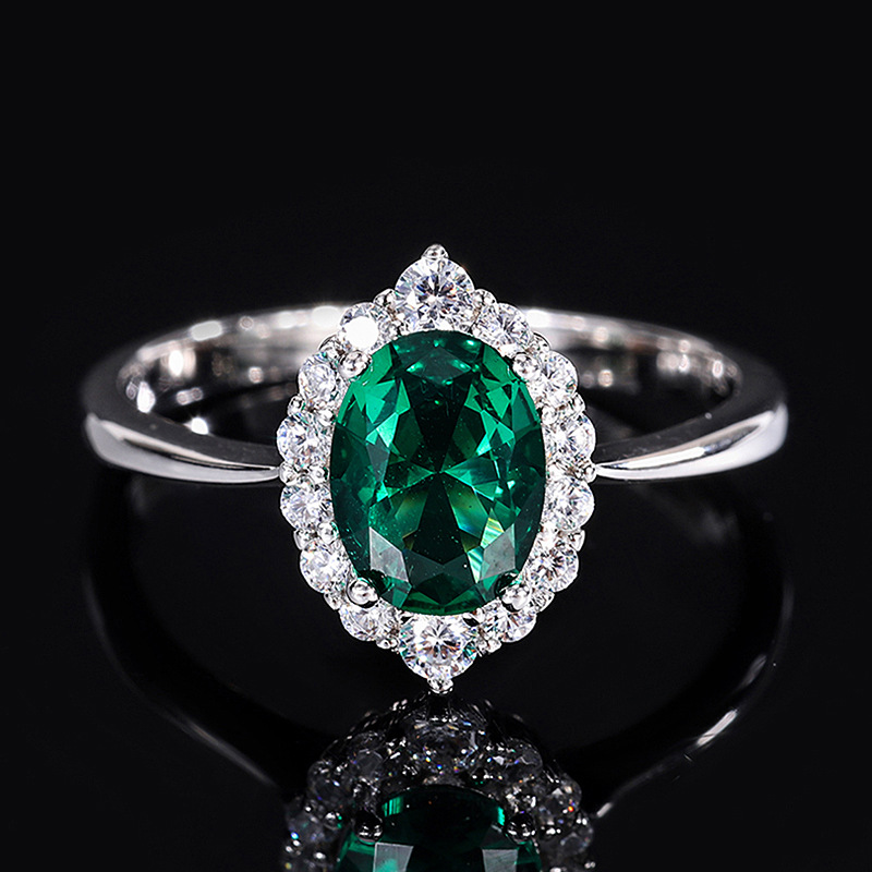 Zhuang Sheng joyería nueva S925 todo el cuerpo traje de plata color simulación tesoro pequeño huevo de paloma colgante piedra principal 6*8