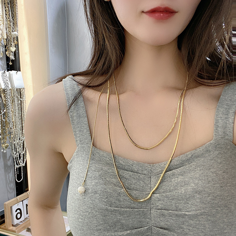 Fashion Solid Color Metal Pearl Plating Womenu0027S Necklace 1 Piece