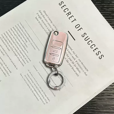 Lavida, New Golf 7, T-Roc, Car key bag - volkswagen-model-a-quicksand-pink-silver-diamond-ring
