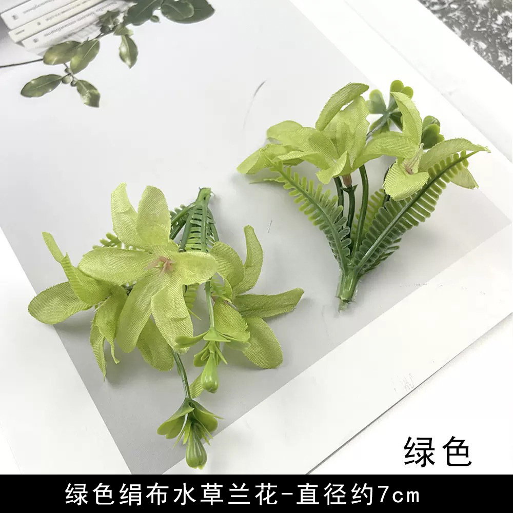 Simulación verde flor al por mayor flor falsa hecha a mano material pinza de flores accesorios de tocado de flor pequeña decoración del salón de bodas