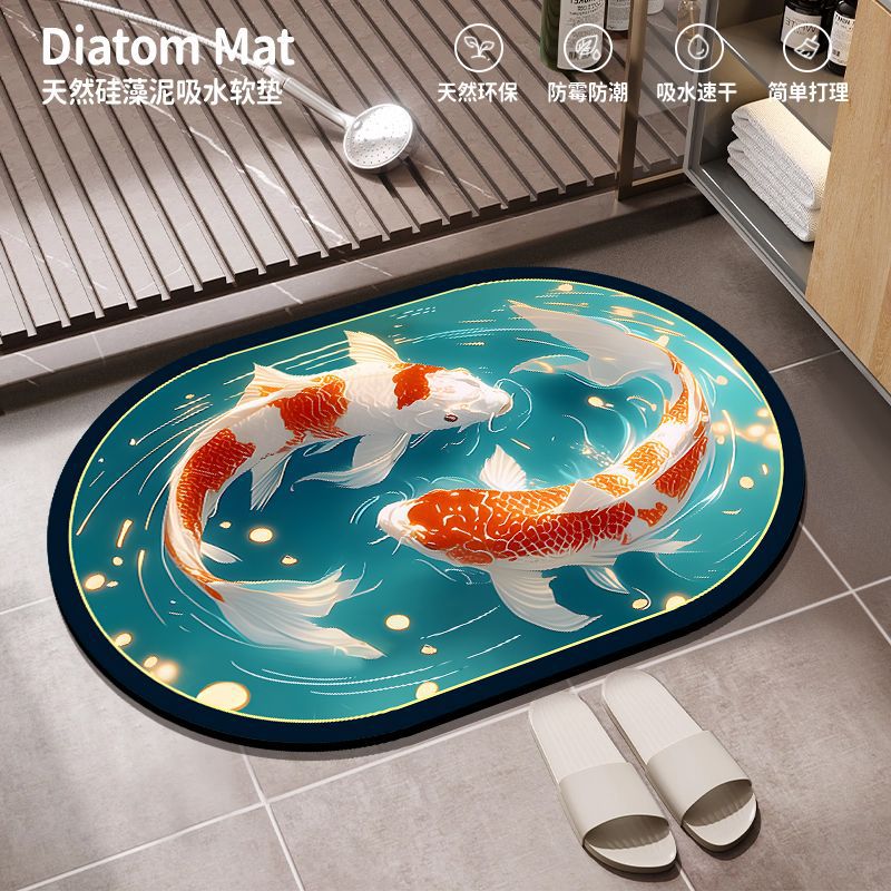 Al por mayor transfronterizo alfombra de baño absorbente de agua alfombra antideslizante de barro de diatomeas doméstica puerta de baño alfombra de suelo resistente al desgaste de secado rápido
