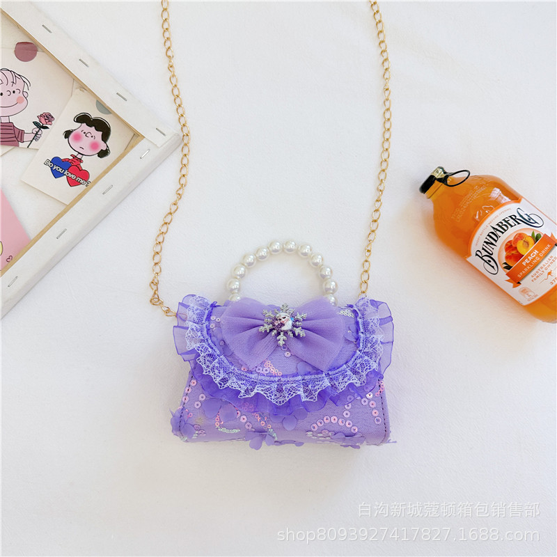Bolsos infantiles, bolsos de moda princesa de perlas, bolsos de cambio de chicas lindas, bolsos de hombro de encaje