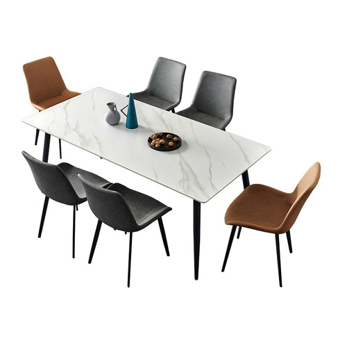 Italian Minimalist: Luxurious Yet Affordable Rock Slab Dining Table – Modern, Simple, and Perfect for Small Homes – Rectangular Dining Table Set