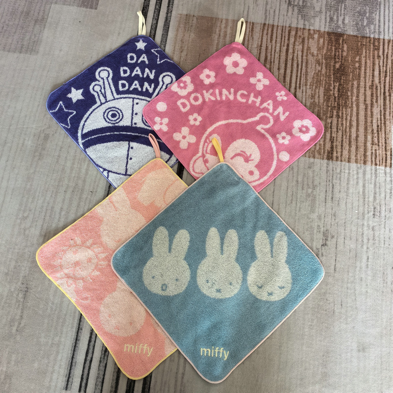 Exported to Japan pure cotton weak twisted yarn embroidery mifei Miffy bread Superman hanging towel children's face washing towel