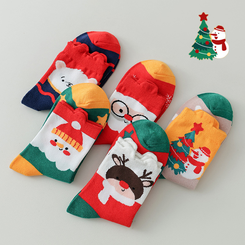 Christmas Socks New Cross-Border Large Size Red New Year Socks Wholesale Men's Sports Socks Polyester Couple Men's and Women's Models