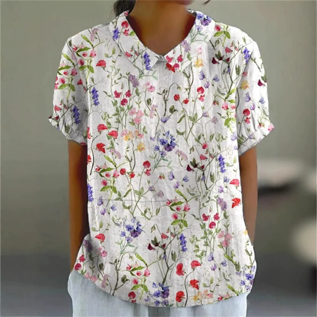 Внешняя торговля, трансграничная внешняя торговля, трансграничная торговля 2025, летний стиль, короткий рукав, принтованный пуловер, топ для лета