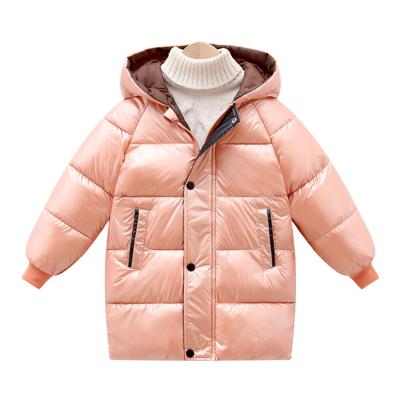 Ropa de algodón acolchada para niños de comercio exterior ropa de algodón acolchada con capucha de invierno para niños medianos y grandes bebés para niños y niñas nueva chaqueta acolchada de algodón engrosada de longitud media