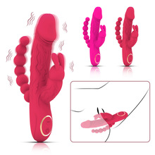 10频震动兔子振动棒爆茎三叉仿真棒G点阴蒂乳头刺激玩具肛门拉珠