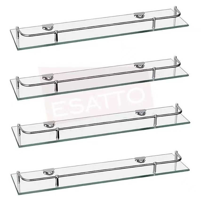 Baño de acero inoxidable galvanizado sala de ducha 34 capas de esquina de ventilador triangular estante de almacenamiento de vidrio