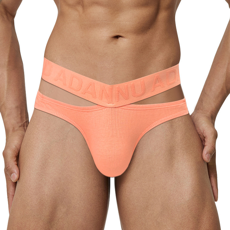 ADANNU TikTok hot selling one-piece delivery men's underwear hollow strap fashion National style embossed briefs