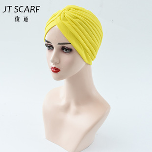 European and American Export Pure Color Double-Layer Elastic Baotou Hat Indian Hat Ethnic Hat Yoga Hat Pullover Scarf Ethnic Style