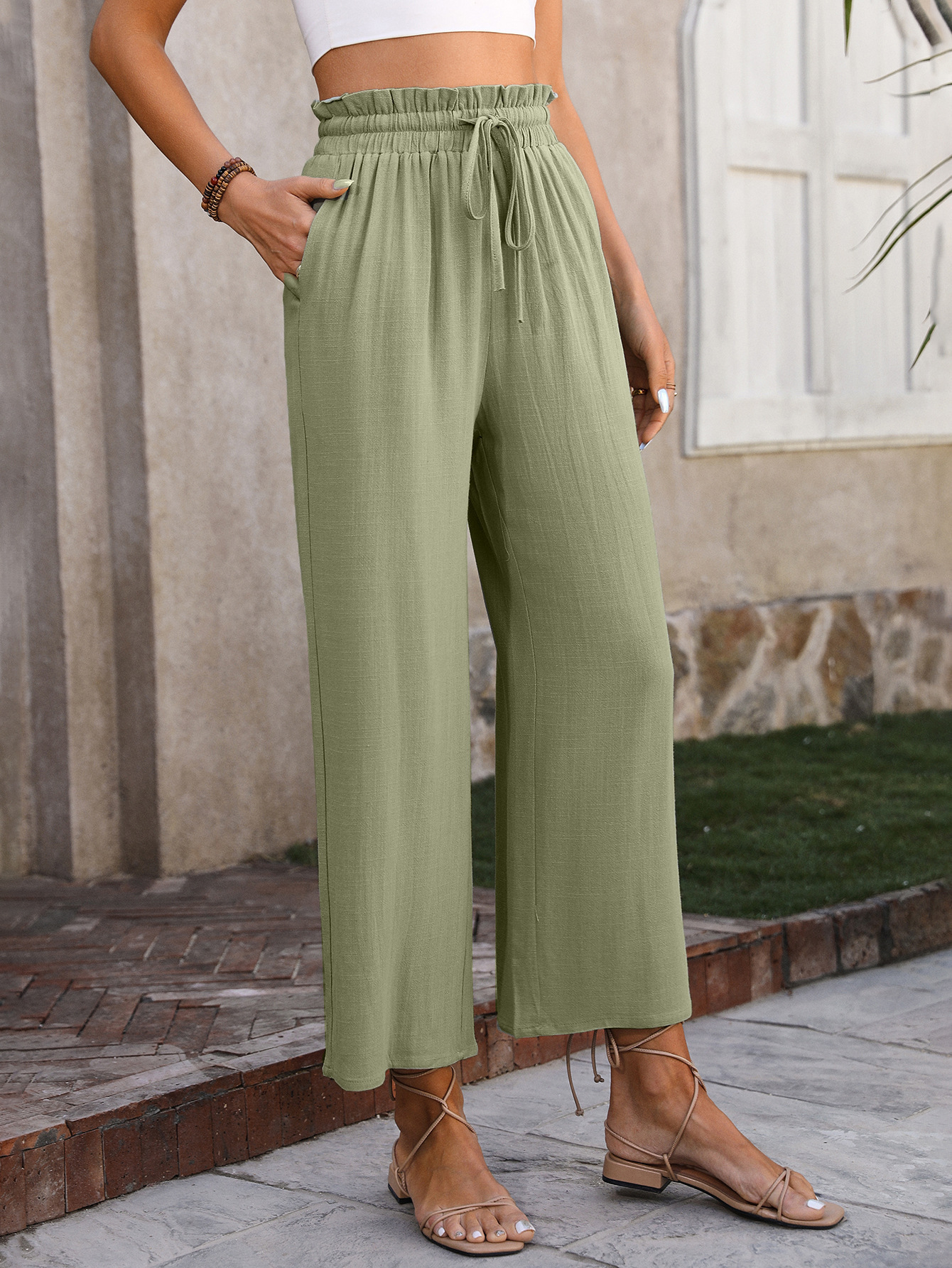 Women's Holiday Daily Vintage Style Solid Color Full Length Pocket Casual Pants display picture 6