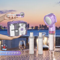 トラベルシャワーフィルターホテルポータブルミニ子供用シャワーヘッドタイユニバーサル超強力ブースト浄化