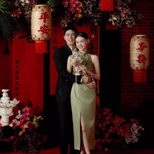 绿色新中式订婚旗袍礼服2025新款女装新娘敬酒服结婚当天便装礼服
