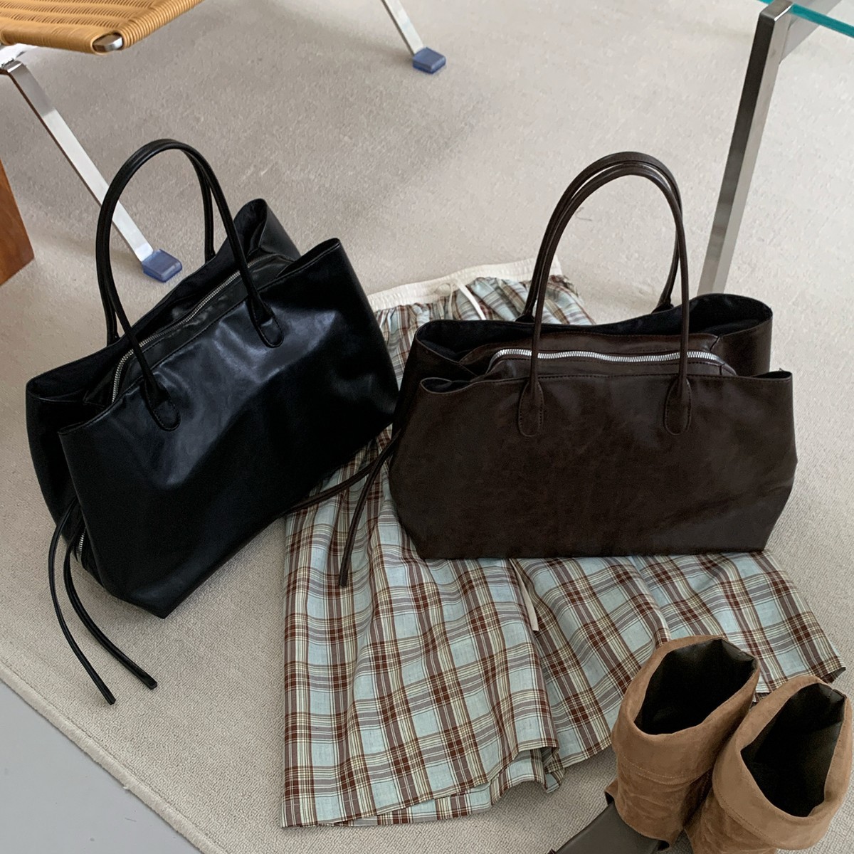 2026 Summer High-End Ins Style Simple Multi-Compartment Practical Versatile Large-Capacity Commuting Shoulder Handbag Tote Bag
