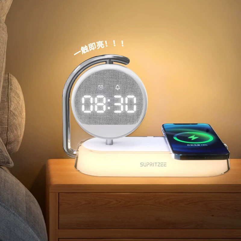 Сувериз Wireless атмосферная умная ночная лампа, мобильный телефон, зарядное устройство, часы, три в одном, подарок на день рождения