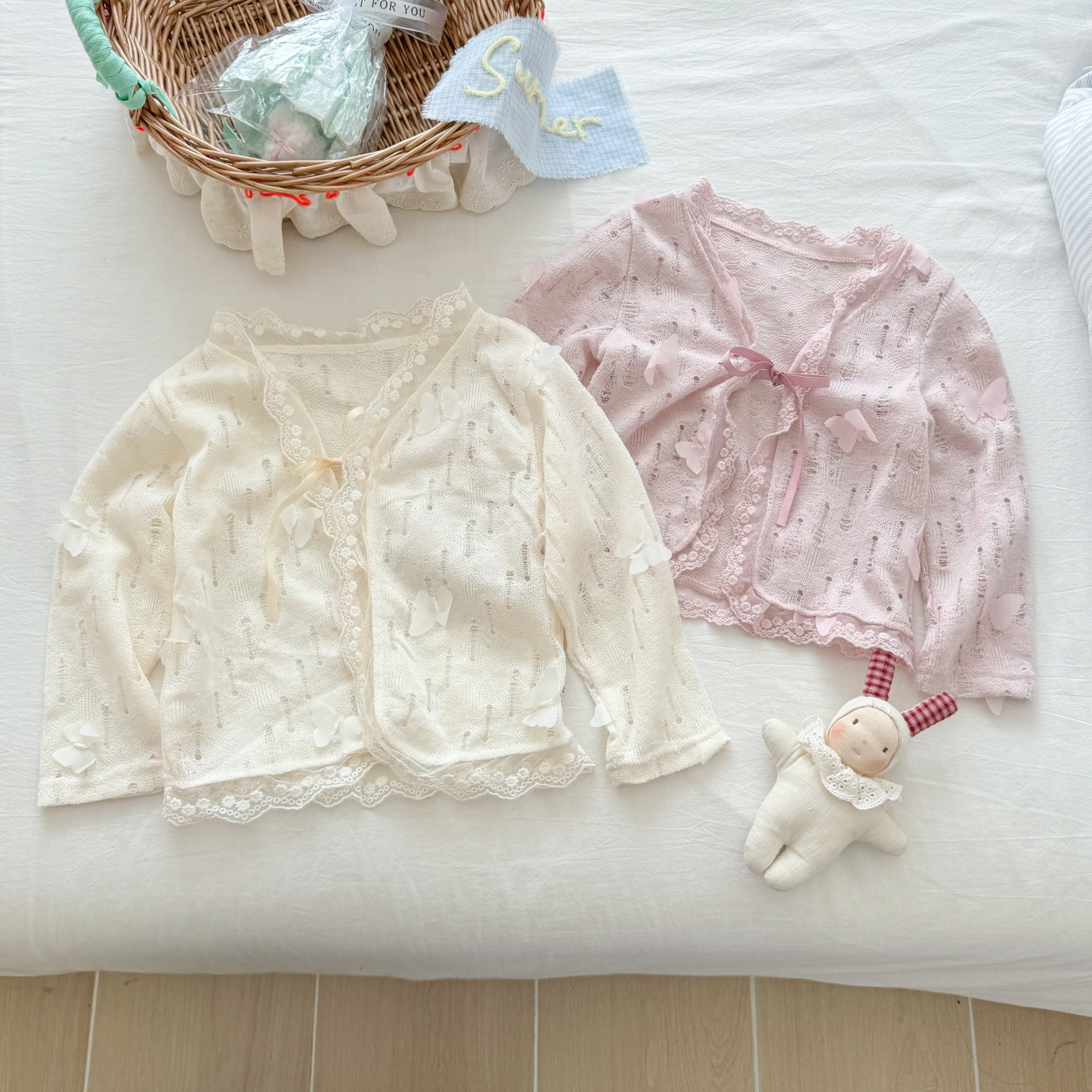 Tong Xingyuan, niño pequeño y mediano, niña coreana, verano, nuevo estilo, dulce y suave, lazo de punto, eslinga, ropa de protección solar