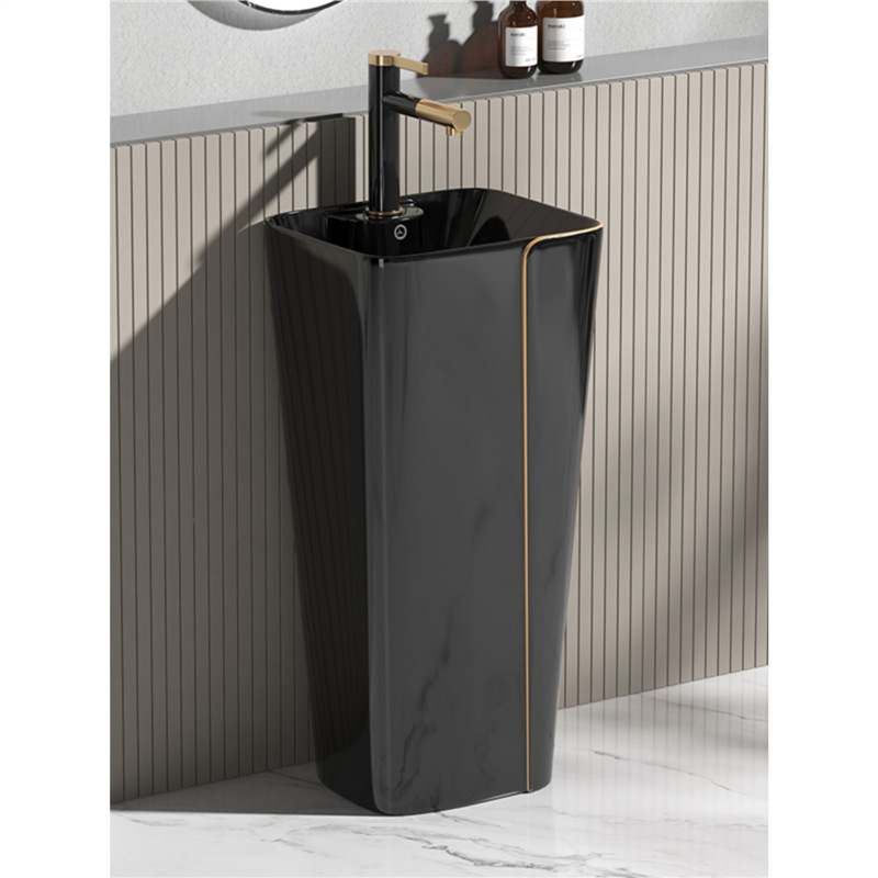 Integrated Column Basin Floor-standing Washbasin Color Ceramic Basin Balcony Outdoor One-piece Basin Bathroom Washstand