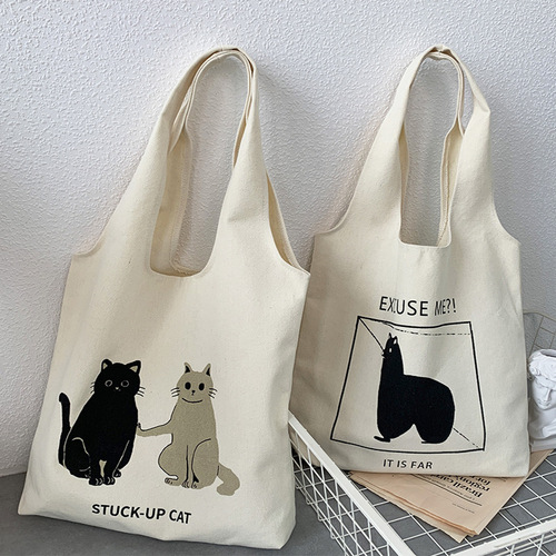 New Japanese and Korean cute student shoulder bag school bag ins literary retro large capacity vest canvas bag women summer