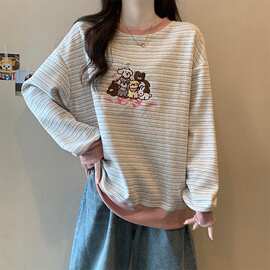 克华棉纯棉 +后包 可爱刺绣小狗卫衣女秋季新款圆领上衣其他