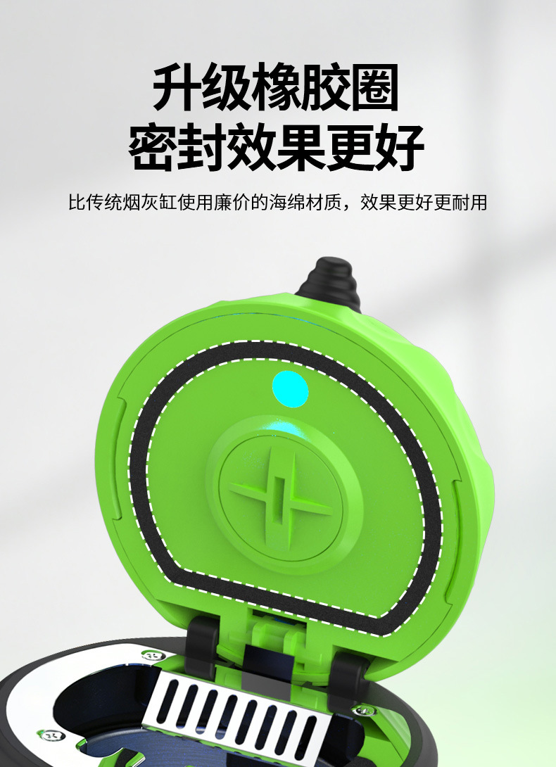 New car-mounted creative ice cream-shaped ashtray with cover, sealed and flame-retardant, portable car ashtray with LED light