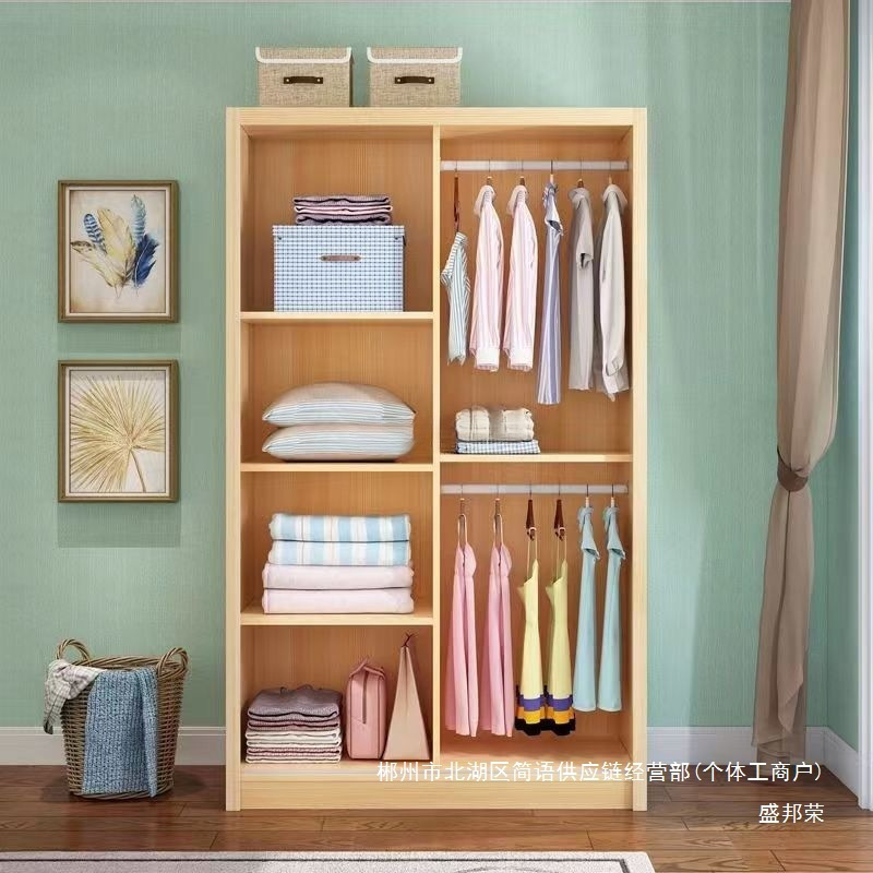 Fábrica directa de madera sólida puerta corredera simple armario moderno pequeño dormitorio doméstico adulto niño montaje alquiler image 4