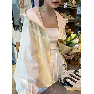 2021夏季新款防晒衫女廓形防紫外线小外套宽松休闲连帽上衣 28196