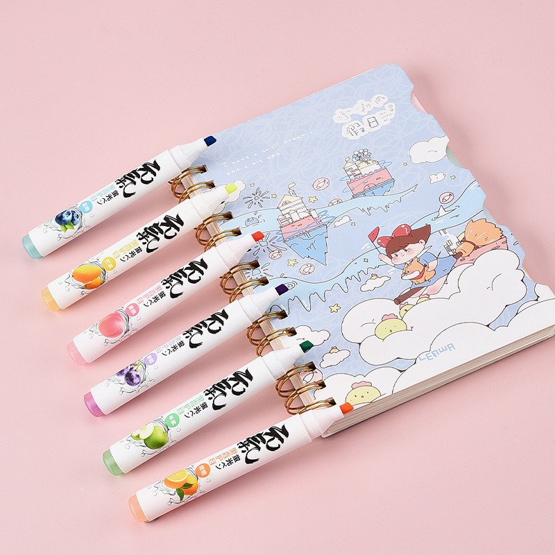 Resaltador afrutado, bolígrafo grueso, bolígrafo de marcado clave para estudiantes, bolígrafo de color de gran capacidad, bolígrafo de cuenta manual de pintura