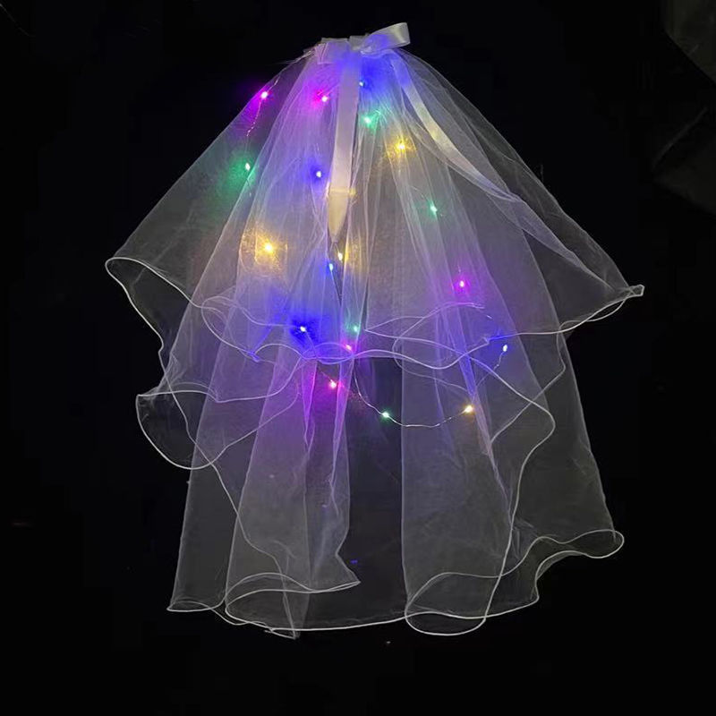 Diez luces colorido luminoso guirnalda tocado diadema LED luz niños princesa pluma Orejas de conejo flash oro seda guirnalda