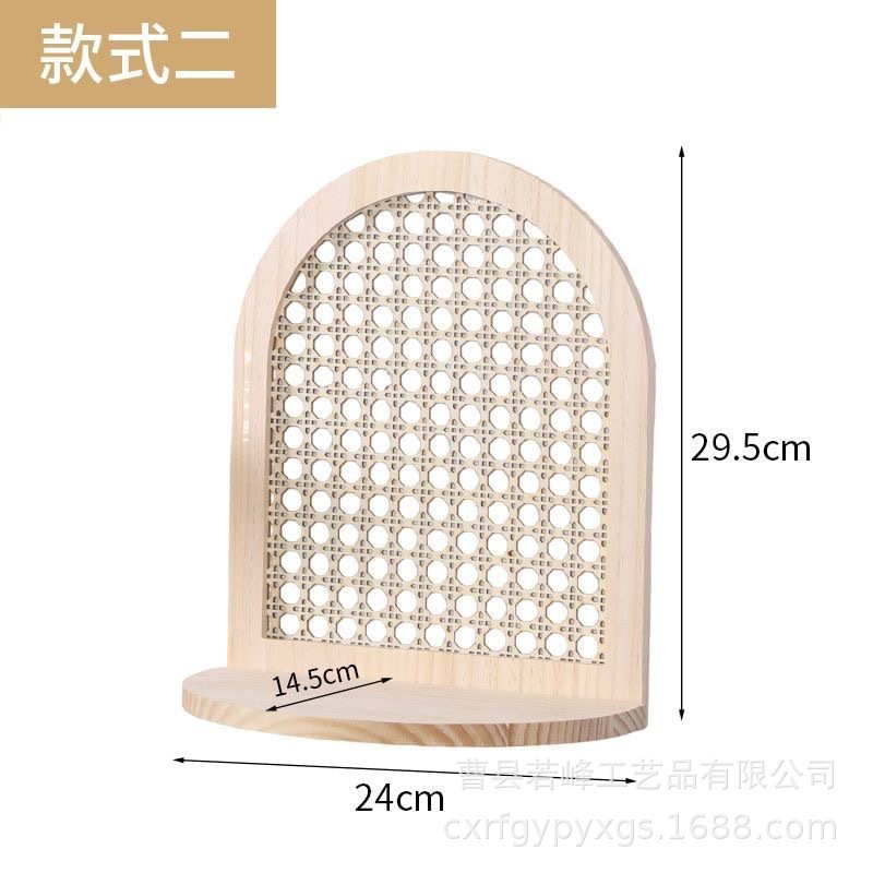 现货藤编墙壁置物架木质网红装饰绿植摆件收纳架香薰蜡烛架手办架|undefined