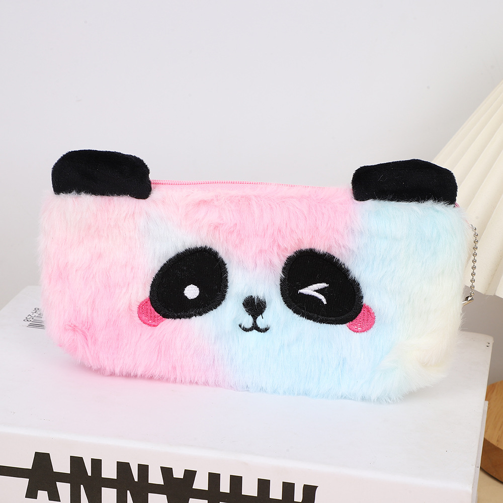 Bolsas de pluma de peluche creativas, bolsas de papelería panda, bolsas de dibujos animados, bolsas de almacenamiento, bolsas de niños, regalos transfronterizos