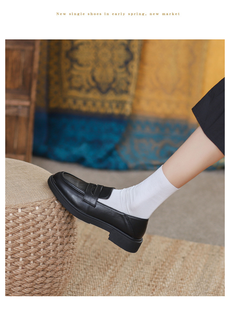 Women's Mary Jane Loafers Flat Casual British Style Leather Shoes_voghion.com