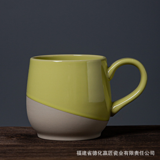 Taza de cerámica esmaltada de dos colores brillante Taza nórdica de estilo ins de alto valor Taza de café de pareja linda creativa Taza de agua