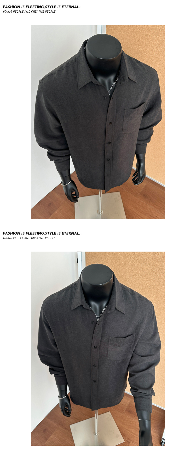 Retro Casual Herren Langarmhemd Einfarbig Modernes Herrenoberteil_voghion.com