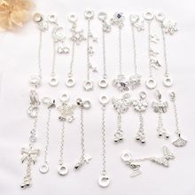 铜镀银水晶手串小雏菊安全链条挂件流苏蝴蝶隔珠手链diy饰品配件