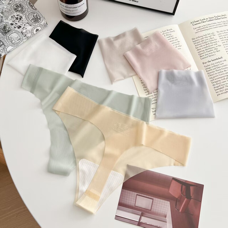 Seamless Thong One-Piece Sexy Sports Non-Pinching Underwear Invisible Low-Waist Breathable Ice Silk Seamless Underwear for Women Seamless Thong One-Piece Sexy Sports Non-Pinching Underwear Invisible Low-Waist Breathable Ice Silk Seamless Underwear for Women