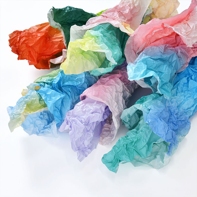 罗兰弥散泡泡雪花纸蓬蓬手揉纸雪梨纸花艺花束包花彩色渐变内衬