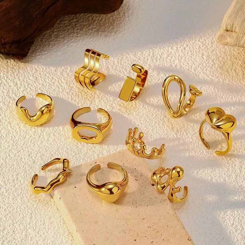 欧美小众设计不锈钢戒指ins个性嘻哈开口可调节食指戒网红情侣戒