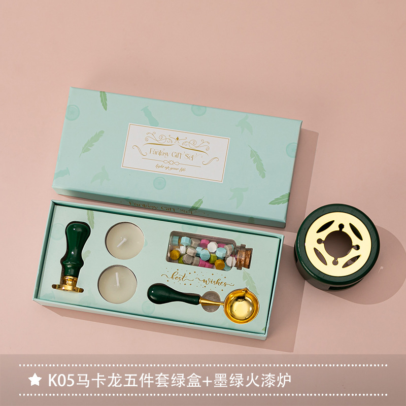 Nuevo macaron fuego pintura cera grano horno sello mano cuenta Día de San Valentín cumpleaños regalo fuego pintura sello conjunto completo al por mayor